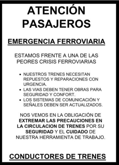 La Fraternidad declaró la "emergencia ferroviaria"