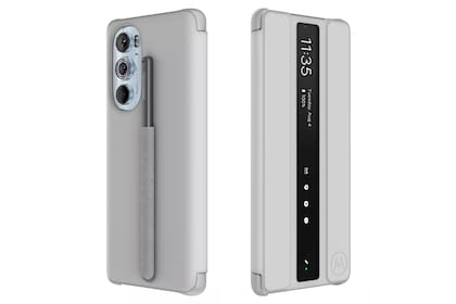 La funda del Moto Edge 30 Pro tiene un espacio para el lápiz, que se recarga cuando está guardado