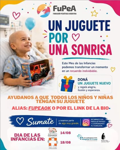 La Fundación Pediátrica Argentina está realizando una colecta de juguetes por el Día del Niño