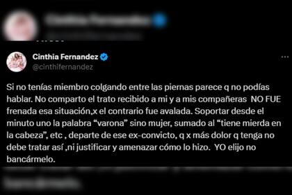 La furia de Cinthia Fernández (Captura Twitter)