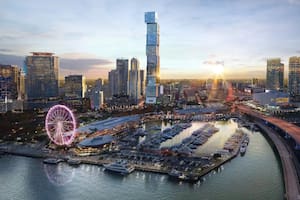La futura cara de la Bahía Biscayne, con el programado "edificio de cubos" llamado Waldorf Astoria Hotel & Residences Miami