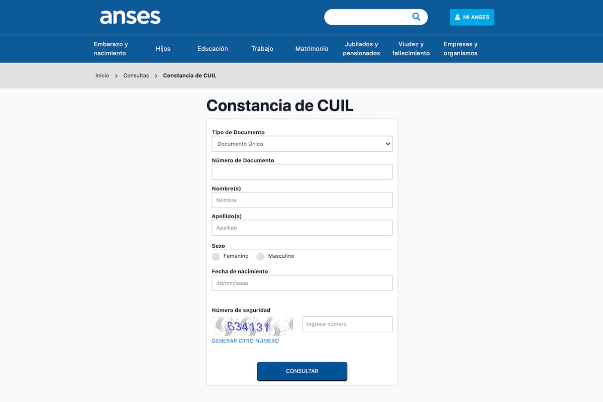 La generación de CUIL es un trámite que depende de Anses