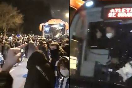 La gente de Atlético de Madrid ataca el ómnibus del equipo y el Cholo Simeone enloquece con la hinchada