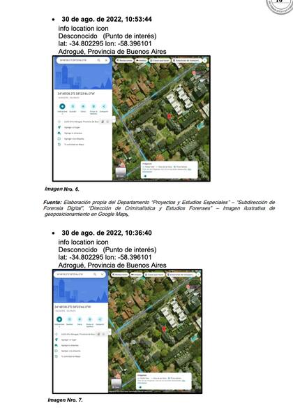 La geolocalización del celular de Milman, según el peritaje agregado al expediente del atentado contra Cristina Kirchner
