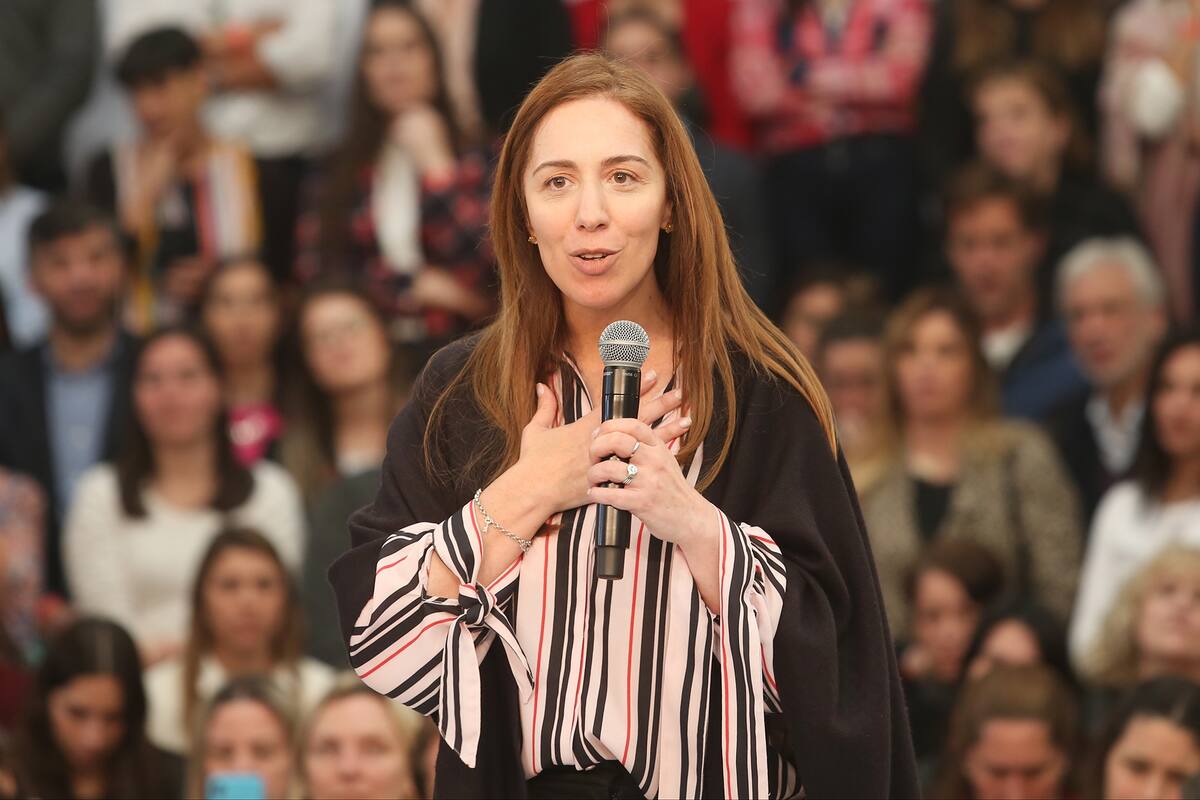 LA GOBERNADORA DE LA PROVINCIA DE BUENOS AIRES MARIA EUGENIA VIDAL DURANTE UN ACTO EN LA CIUDAD DE LA PLATA.