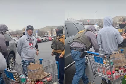 La grabación muestra el arresto de un hombre en el estacionamiento de un Walmart y el cruce directo de una vecina con los agentes federales
