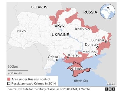 La grafía "Kyiv" en el sitio de la BBC