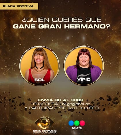 La gran final de GH será entre Sol y Yipio