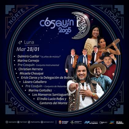La grilla completa de la cuarta Luna de Platino de Cosquín 2025