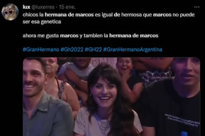 La hermana de Marcos acaparó las miradas de la audiencia (Captura Twitter)