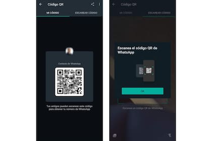 La herramienta para compartir el código QR de nuestro número de teléfono o sumar uno nuevo está en los ajustes de la aplicación