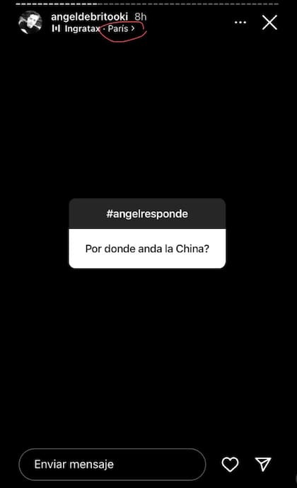 La historia de Ángel de Brito dando pistas. Fuente: Instagram