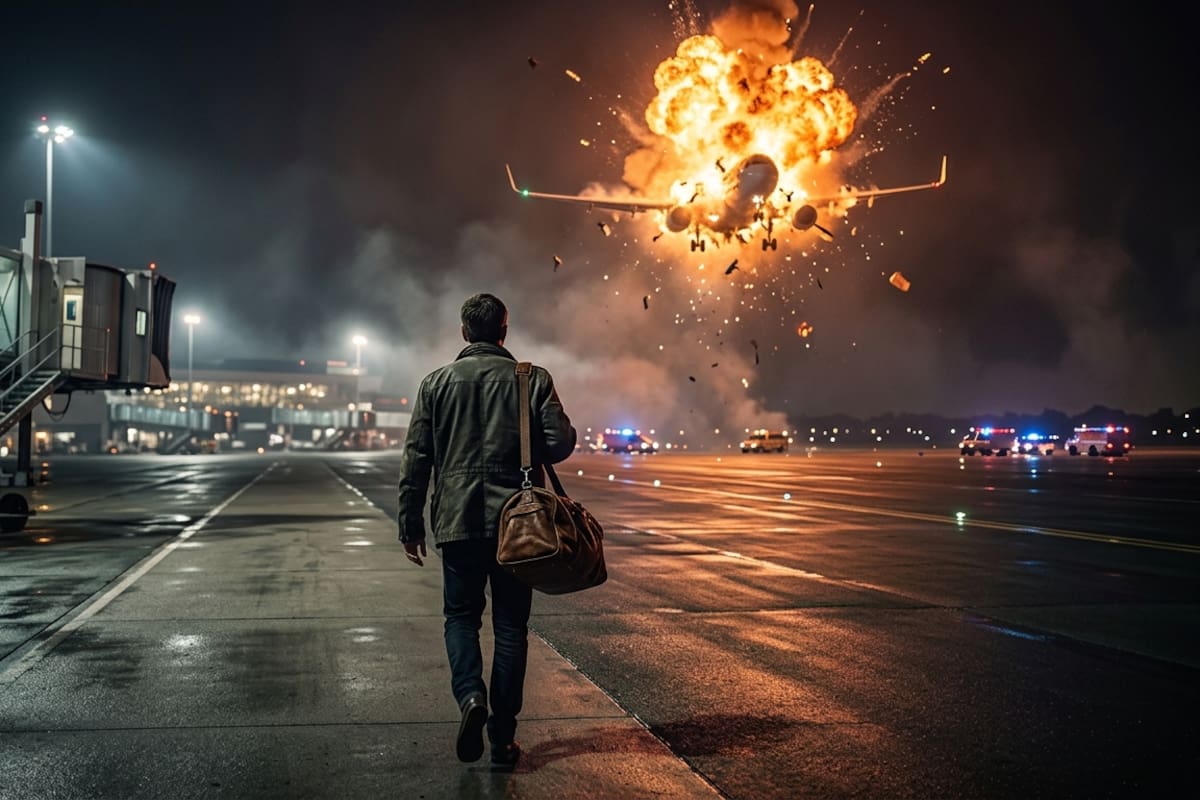 La historia del hombre que bajó del avión momentos antes de una explosión fatal en la que murieron 107 personas (Imagen ilustrativa generada por IA)