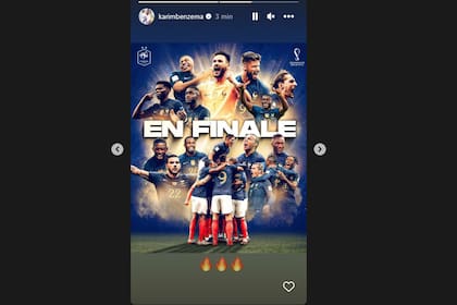 La historia que compartió en Instagram Karim Benzema, apenas terminó Francia-Marruecos; el delantero, ganador del Balón de Oro en 2022, no participará el domingo contra la Argentina en la final del Mundial de Qatar