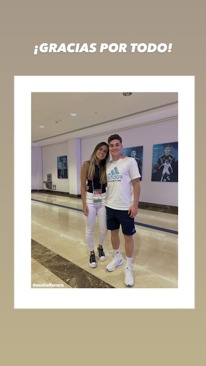 La historia que compartió Julián Álvarez junto a su novia Emilia Ferrero en su cuenta de Instagram