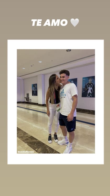 La historia que compartió Julián Álvarez junto a su novia Emilia Ferrero en su cuenta de Instagram