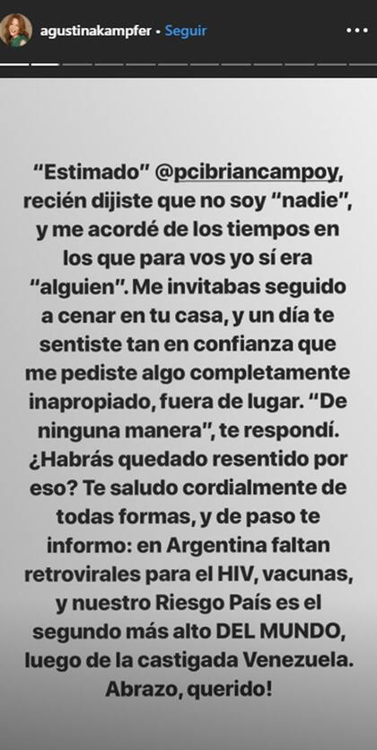 La historia que compartió la panelista en las redes