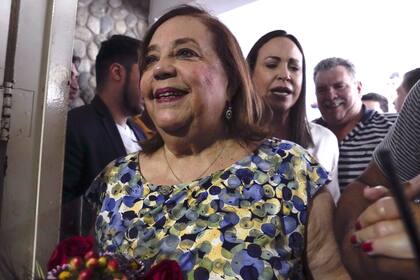 La historiadora y opositora Corina Yoris durante una conferencia de prensa en Caracas, el 22 de marzo