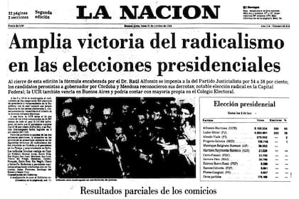 La histórica tapa de LA NACION el día después de la victoria de Raúl Alfonsín