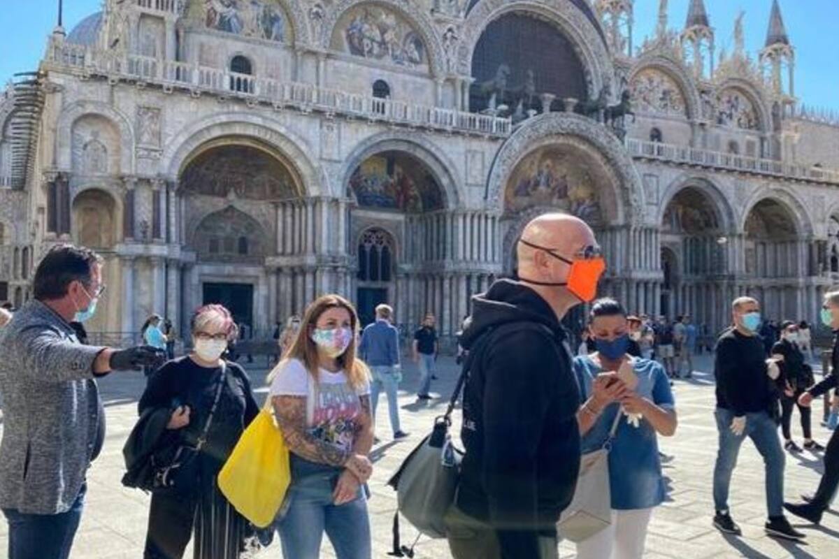 La histórica y popular Plaza San Marco es uno de los puntos de Italia que más visitas tuvo por el comienzo de la fase 2 entorno al coronavirus