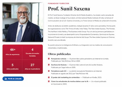 "la IA ahora amenaza con cambiar el funcionamiento de las redacciones. La revolución en curso es similar a lo que ocurrió cuando el linotipo dio paso a la impresión en frío. Habrá pérdida de empleos", advierte Saxena