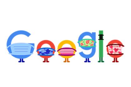 La ilustración del buscador presenta a todas las letras con tapabocas, una de las medidas de protección personal recomendadas para prevenir contagio de Covid-19\