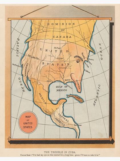 La ilustración publicada en 1895 en que el Tío Sam trata de engullir a Cuba