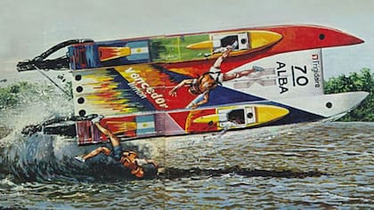 La ilustración que hizo El Gráfico en 1989 sobre el accidente de Scioli en lancha