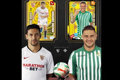 La ilustración que publicó la liga de España con el partido que la reinicia. Aparecén Jesús Navas, de Sevilla, y Joaquín, referentes de sus respectivos equipos.