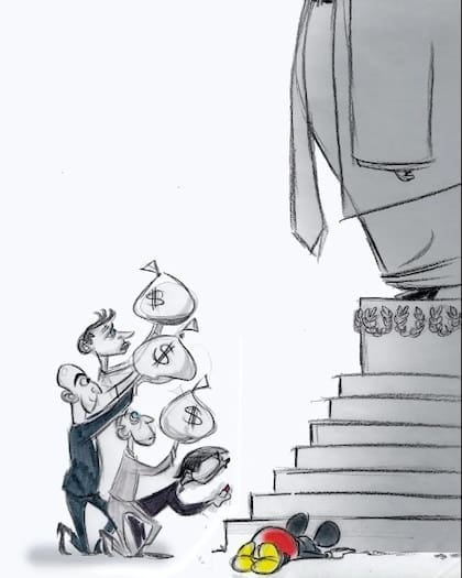 la imagen completa del boceto de Ann Telnaes que fue rechazado