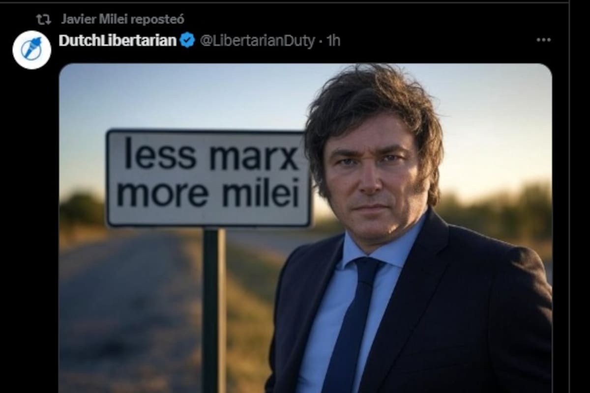 La imagen con IA que reposteó el Presidente: "Menos Marx y más Milei"