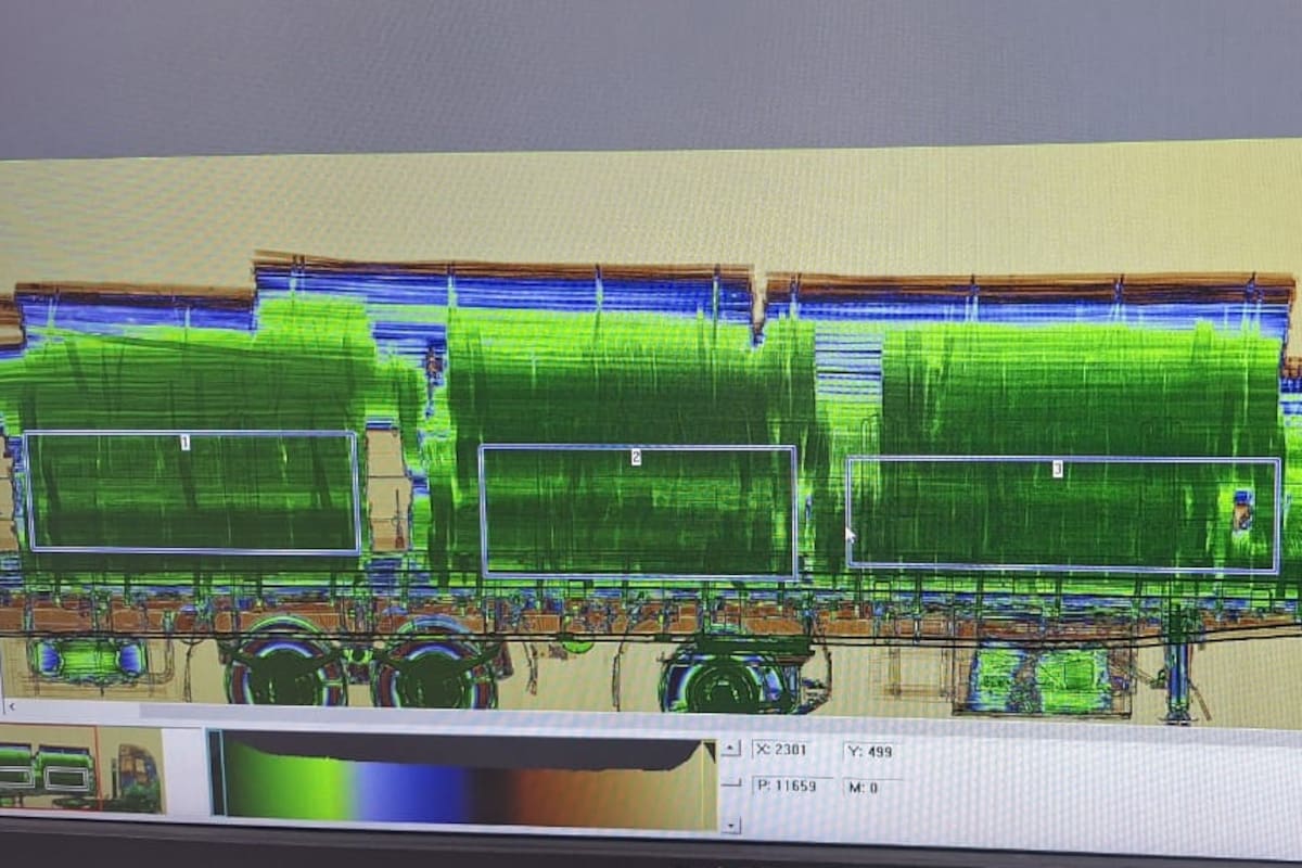 La imagen de la droga, detectada con el escáner móvil de la Gendarmería