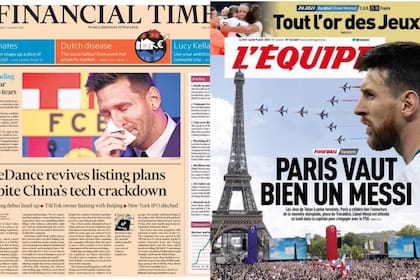 La imagen de Lionel Messi en las tapas de Financial Times y de L'Equipe