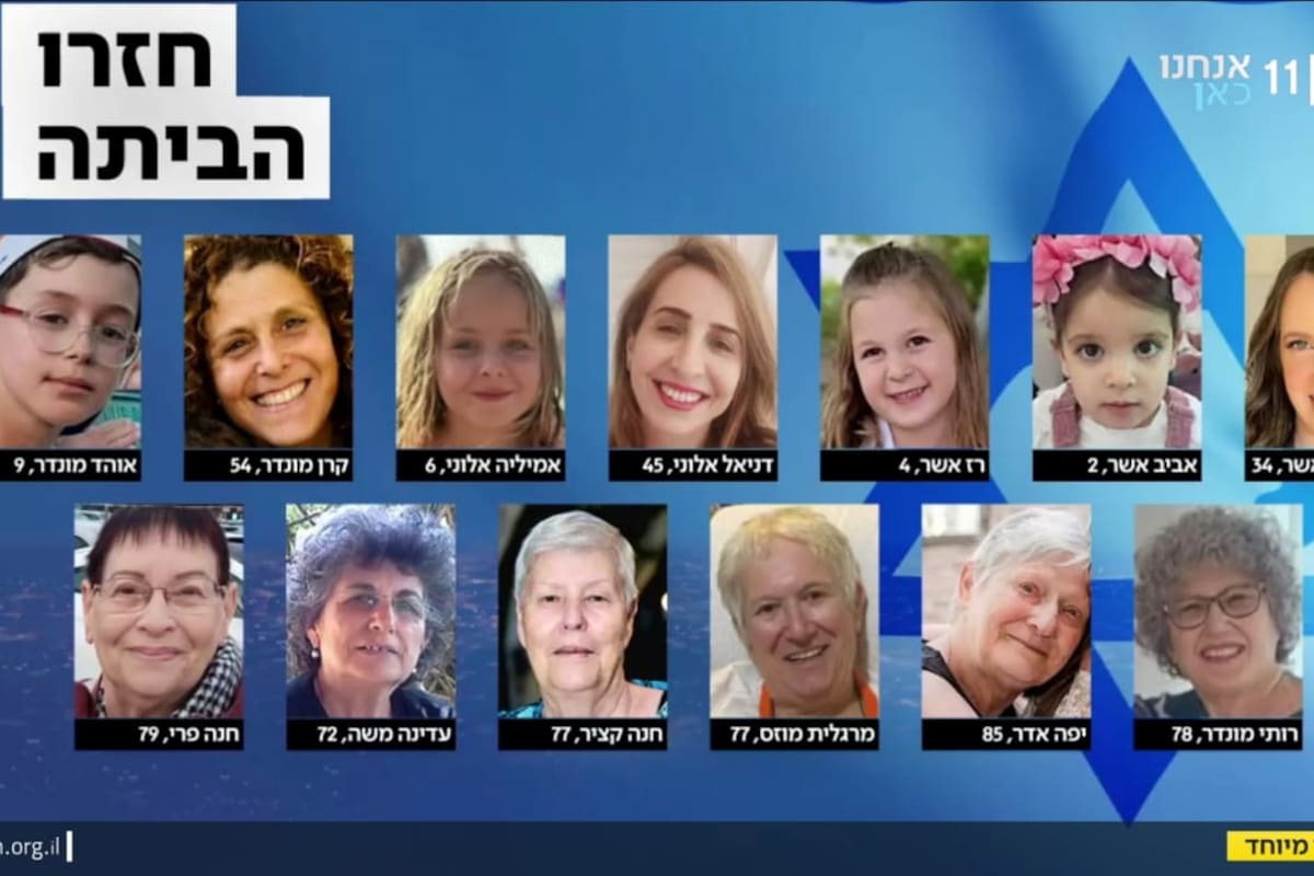 La imagen de los 13 rehenes israelíes liberados por Hamas