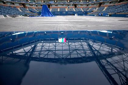 La imagen del Arthur Ashe, afectado por la lluvia