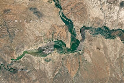 La imagen del embalse San Carlos y el río Gila en la actualidad