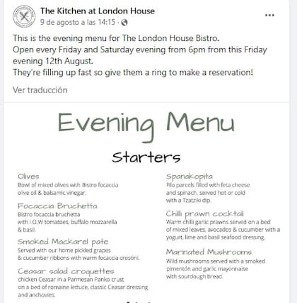 La imagen del menú de la discordia entre el Kitchen At London House y un grupo de veganos.
