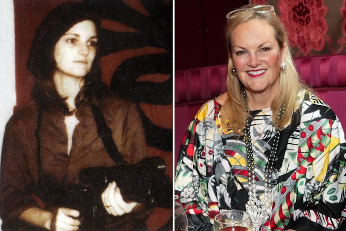 Una imagen de 1974. Patricia Hearst, con un arma en sus manos, frente a una bandera del SLA (Symbonese Liberation Army)