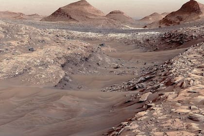 La imagen que difundió la NASA sobre un cráter ubicado en Marte