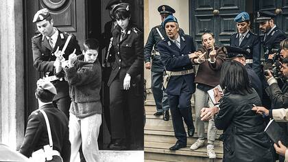 La imagen que le dio la vuelta al mundo Soledad tomada en 1998 (agencia "Reporters") a la izquierda y la recreación de la escena en la película "Soledad", a la derecha.