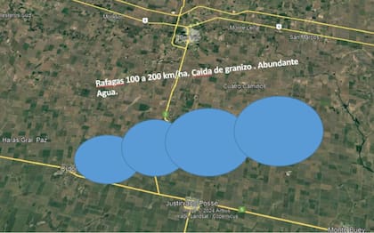 La imagen que muestra donde ocurrió el evento climatólogico