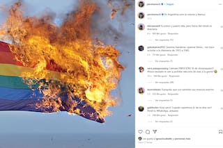 El presidente de LLA de Santa Cruz publicó una foto de una bandera LGBT+ en llamas