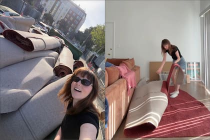 La influencer encontró la alfombra roja en el basurero de los premios Oscar el día posterior al evento y la llevó a su casa para decorarla