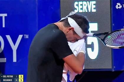 La inocultable emoción de Del Potro durante el partido ante Delbonis