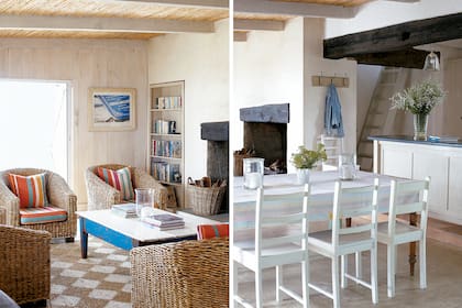 La inspiración para la deco surgió del agua y la arena. La dueña de casa logró una impecable ambientación marinera, con estampados a rayas y la cantidad justa de muebles vintage.