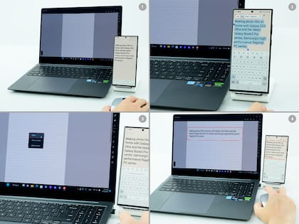 La integración de contenidos entre la Galaxy Book3 de Samsung y un smartphone de la compañía
