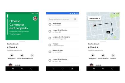 La interfaz de Uber Lite