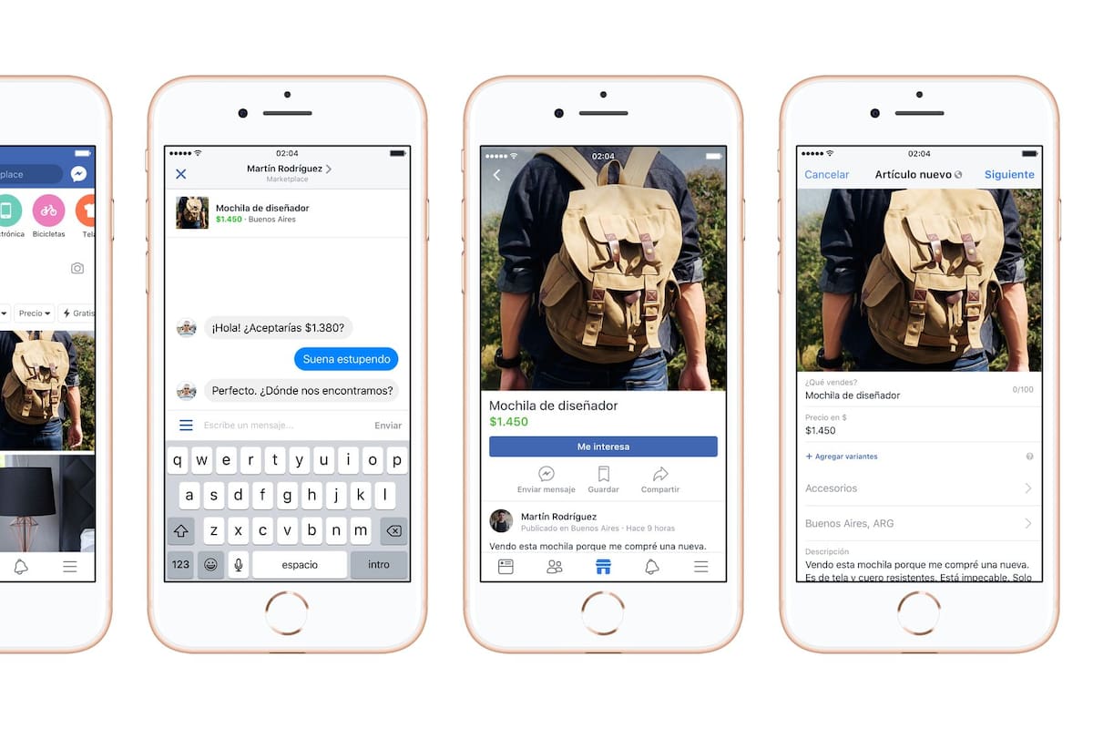 La interfaz móvil de Facebook Marketplace