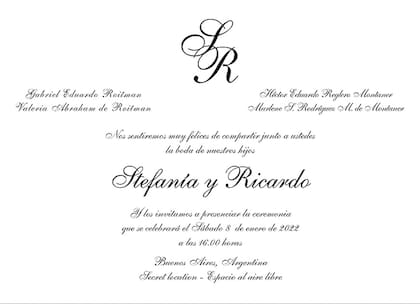 La invitación. El lugar de la fiesta (Secret Location) recién se les comunicaba a los invitados cuando confirmaban su asistencia.