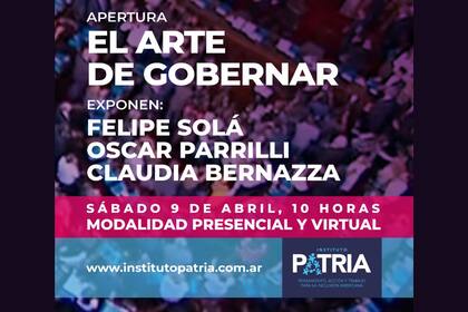 La invitación que cursó el Instituto Patria para la charla que dio este sábado Felipe Solá.